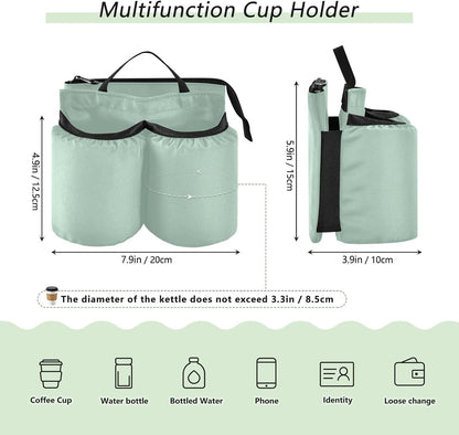 Navy Blue Travel Luggage Cup Holder for Suitcase Free Hands Travel Drink Bag for Coffee Mugs Bottles