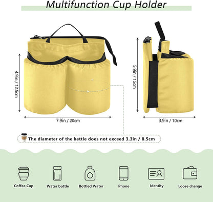 Navy Blue Travel Luggage Cup Holder for Suitcase Free Hands Travel Drink Bag for Coffee Mugs Bottles