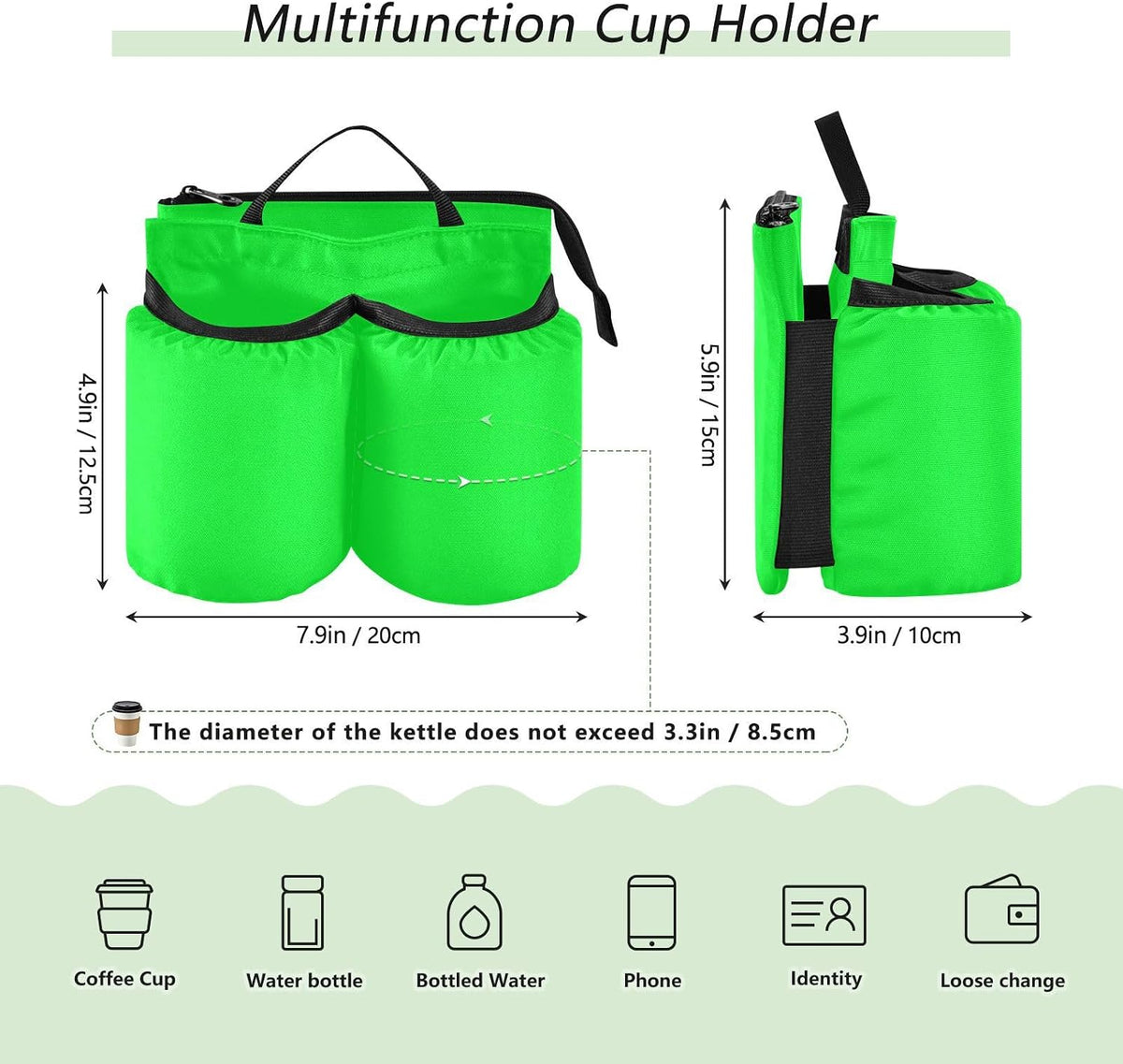 Navy Blue Travel Luggage Cup Holder for Suitcase Free Hands Travel Drink Bag for Coffee Mugs Bottles
