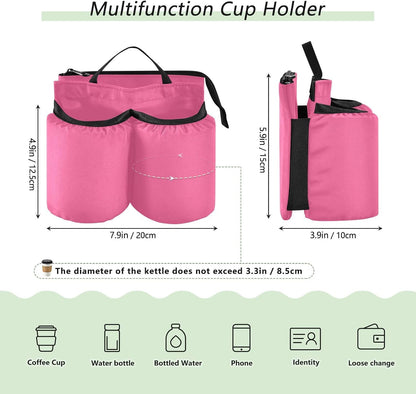 Navy Blue Travel Luggage Cup Holder for Suitcase Free Hands Travel Drink Bag for Coffee Mugs Bottles