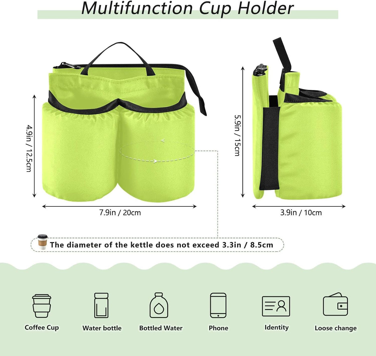 Navy Blue Travel Luggage Cup Holder for Suitcase Free Hands Travel Drink Bag for Coffee Mugs Bottles