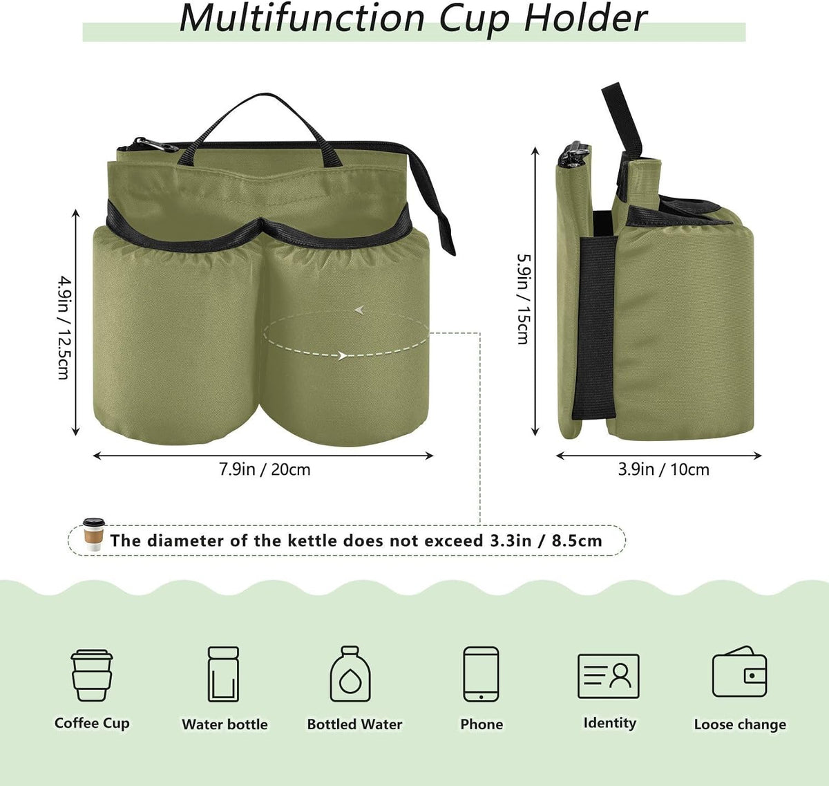 Navy Blue Travel Luggage Cup Holder for Suitcase Free Hands Travel Drink Bag for Coffee Mugs Bottles