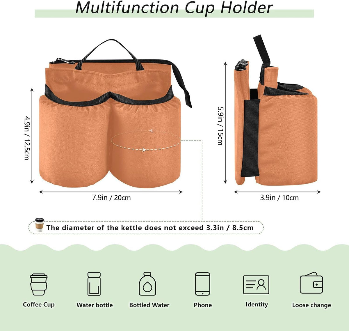 Navy Blue Travel Luggage Cup Holder for Suitcase Free Hands Travel Drink Bag for Coffee Mugs Bottles