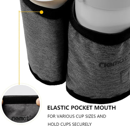 Luggage Travel Cup Holder Free Hand Drink Carrier - Hold Two Coffee Mugs - Fits Roll on Suitcase Handles - Gifts for Flight Attendants Travelers Accessories Grey