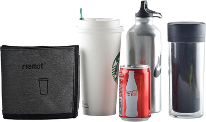 Luggage Travel Cup Holder Free Hand Drink Carrier - Hold Two Coffee Mugs - Fits Roll on Suitcase Handles - Gifts for Flight Attendants Travelers Accessories Grey