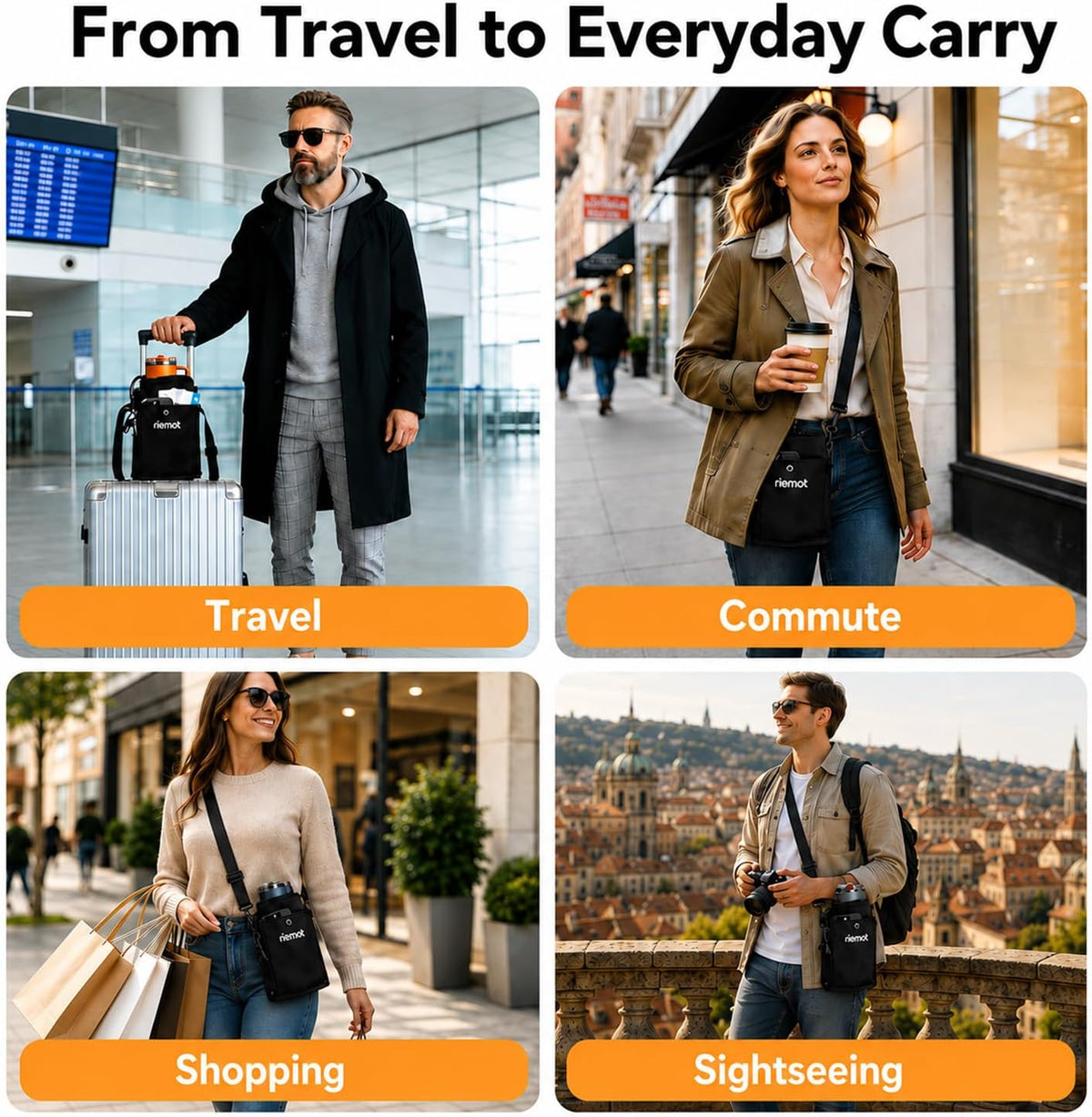 Luggage Travel Cup Holder Free Hand Drink Carrier - Hold Two Coffee Mugs - Fits Roll on Suitcase Handles - Gifts for Flight Attendants Travelers Accessories Grey