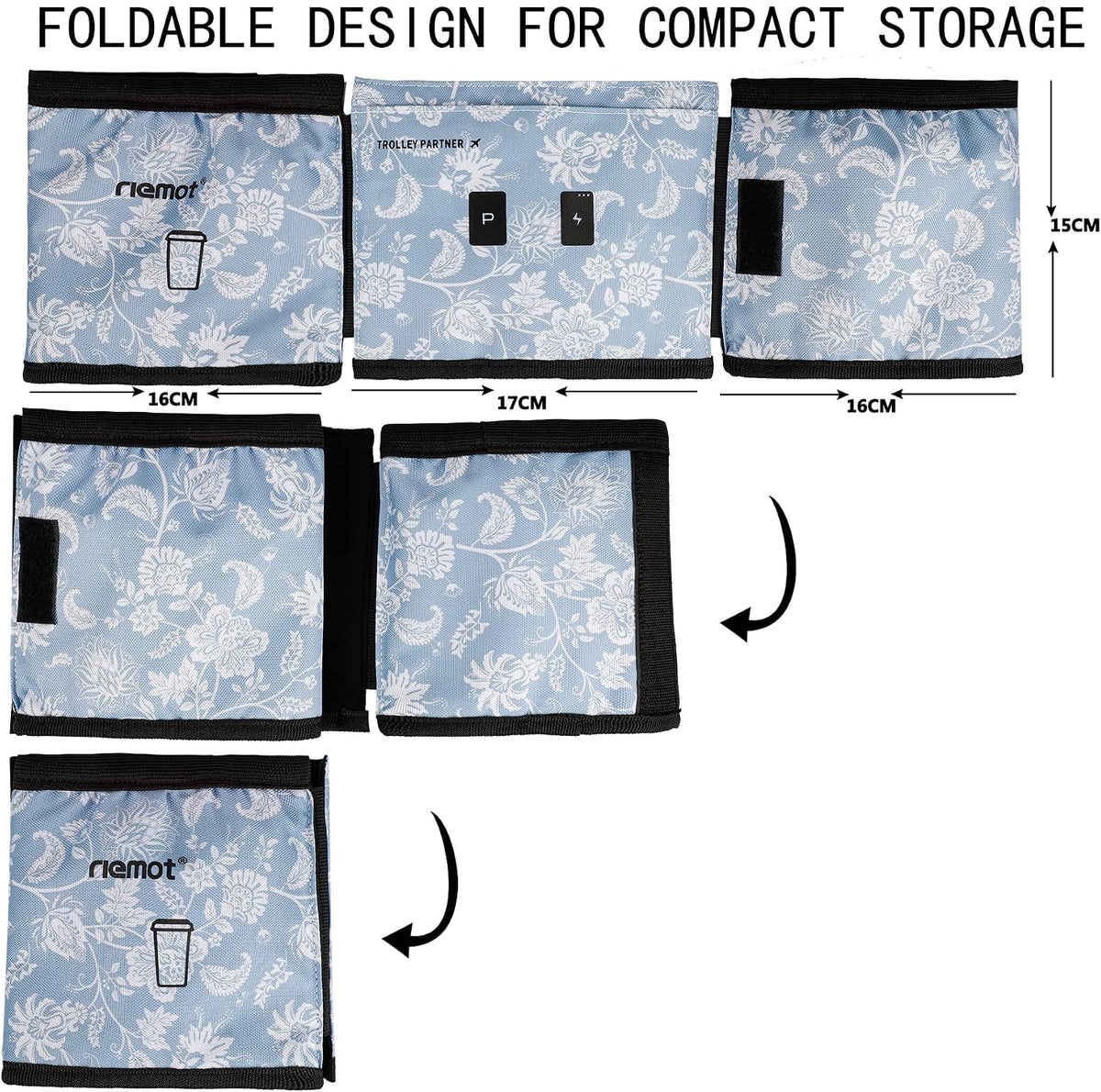 Luggage Travel Cup Holder Free Hand Drink Carrier - Hold Two Coffee Mugs - Fits Roll on Suitcase Handles - Gifts for Flight Attendants Travelers Accessories Grey