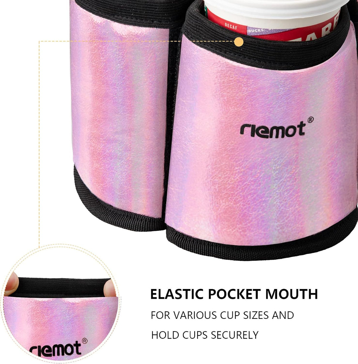 Luggage Travel Cup Holder Free Hand Drink Carrier - Hold Two Coffee Mugs - Fits Roll on Suitcase Handles - Gifts for Flight Attendants Travelers Accessories Grey