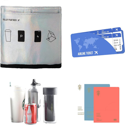 Luggage Travel Cup Holder Free Hand Drink Carrier - Hold Two Coffee Mugs - Fits Roll on Suitcase Handles - Gifts for Flight Attendants Travelers Accessories Grey