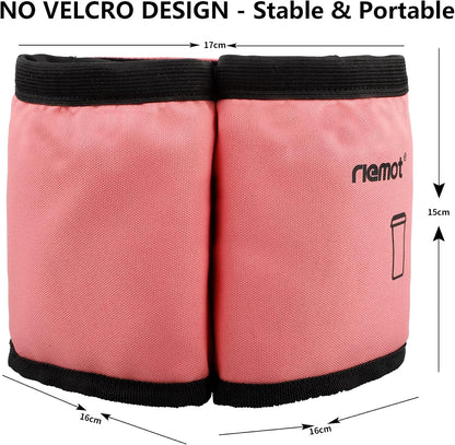 Luggage Travel Cup Holder Free Hand Drink Carrier - Hold Two Coffee Mugs - Fits Roll on Suitcase Handles - Gifts for Flight Attendants Travelers Accessories Grey