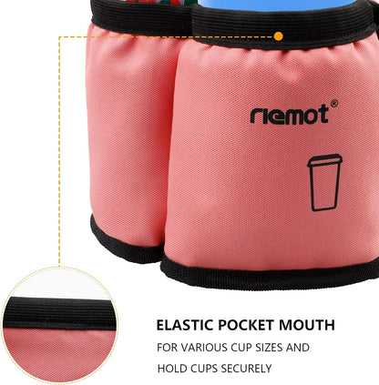 Luggage Travel Cup Holder Free Hand Drink Carrier - Hold Two Coffee Mugs - Fits Roll on Suitcase Handles - Gifts for Flight Attendants Travelers Accessories Grey