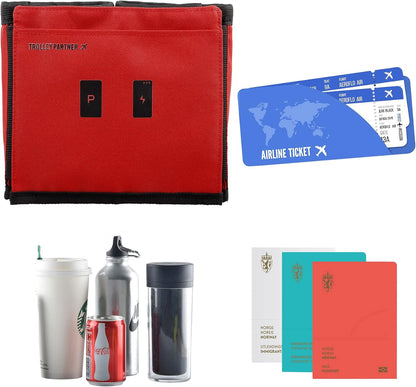 Luggage Travel Cup Holder Free Hand Drink Carrier - Hold Two Coffee Mugs - Fits Roll on Suitcase Handles - Gifts for Flight Attendants Travelers Accessories Grey