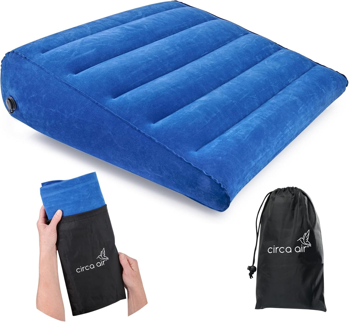 Inflatable Wedge Pillow for Traveling - Travel Wedge Pillows for Sleeping in Bed, Acid Reflux, Sleep Apnea, Snoring for Back, Leg Elevation - Blow up Knee Pillow