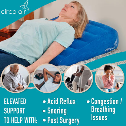 Inflatable Wedge Pillow for Traveling - Travel Wedge Pillows for Sleeping in Bed, Acid Reflux, Sleep Apnea, Snoring for Back, Leg Elevation - Blow up Knee Pillow