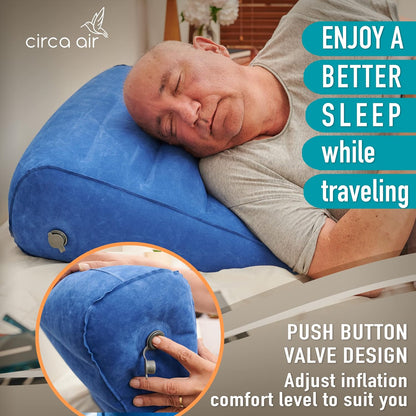Inflatable Wedge Pillow for Traveling - Travel Wedge Pillows for Sleeping in Bed, Acid Reflux, Sleep Apnea, Snoring for Back, Leg Elevation - Blow up Knee Pillow