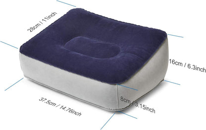 Inflatable Foot Rest Pillow, 2 Pack Portable Inflatable Leg Rest Pillow, Travel Footrest Pillow for Airplane, Train, Car, Home, Office (Grey and Blue), Pack of 2