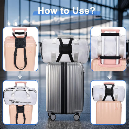 2 Pack Luggage Straps, Ajustable Elastic Bungee Belt for Suitcases, Add Extra Bag Easy and Securely for Travel