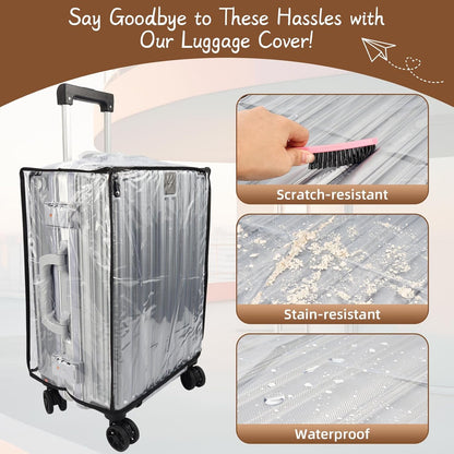 PVC Suitcase Cover Protector,20/22/24/26/28/30 Inch Suitcase Baggage Covers,Transparent Luggage Cover for Wheeled Suitcases (20‘’)