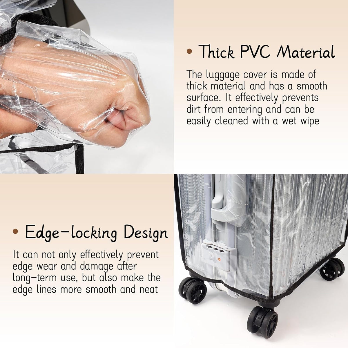 PVC Suitcase Cover Protector,20/22/24/26/28/30 Inch Suitcase Baggage Covers,Transparent Luggage Cover for Wheeled Suitcases (20‘’)