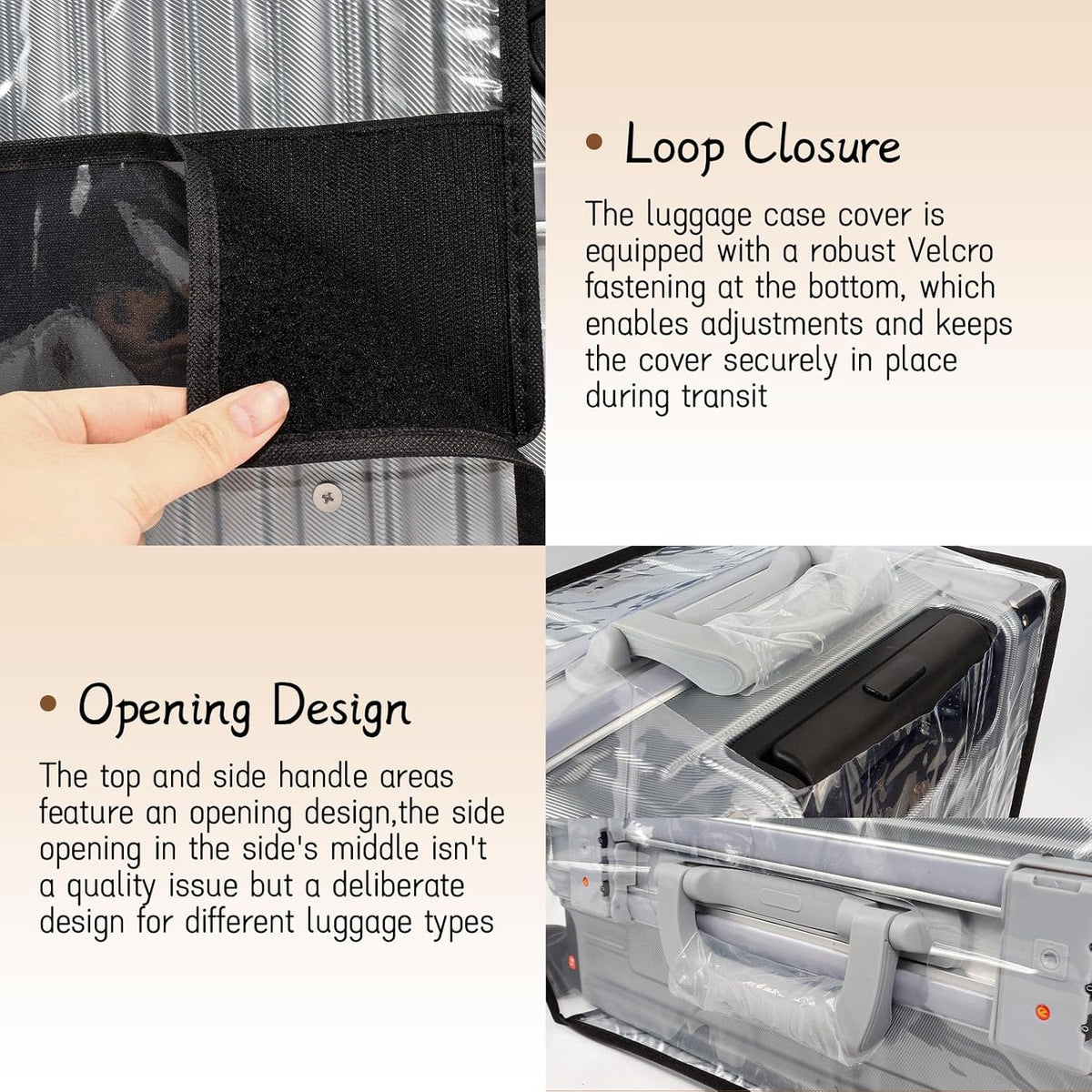 PVC Suitcase Cover Protector,20/22/24/26/28/30 Inch Suitcase Baggage Covers,Transparent Luggage Cover for Wheeled Suitcases (20‘’)