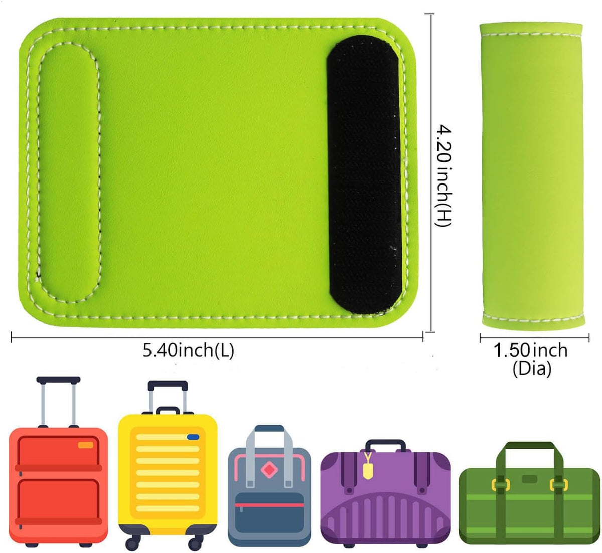 Luggage Handle Wrap-5 Pack Luggage Handle Wraps for Suitcase/Carry on/Bag/Car Neon Luggage Identfiers Travel Accessories for Luggage (Light Green)