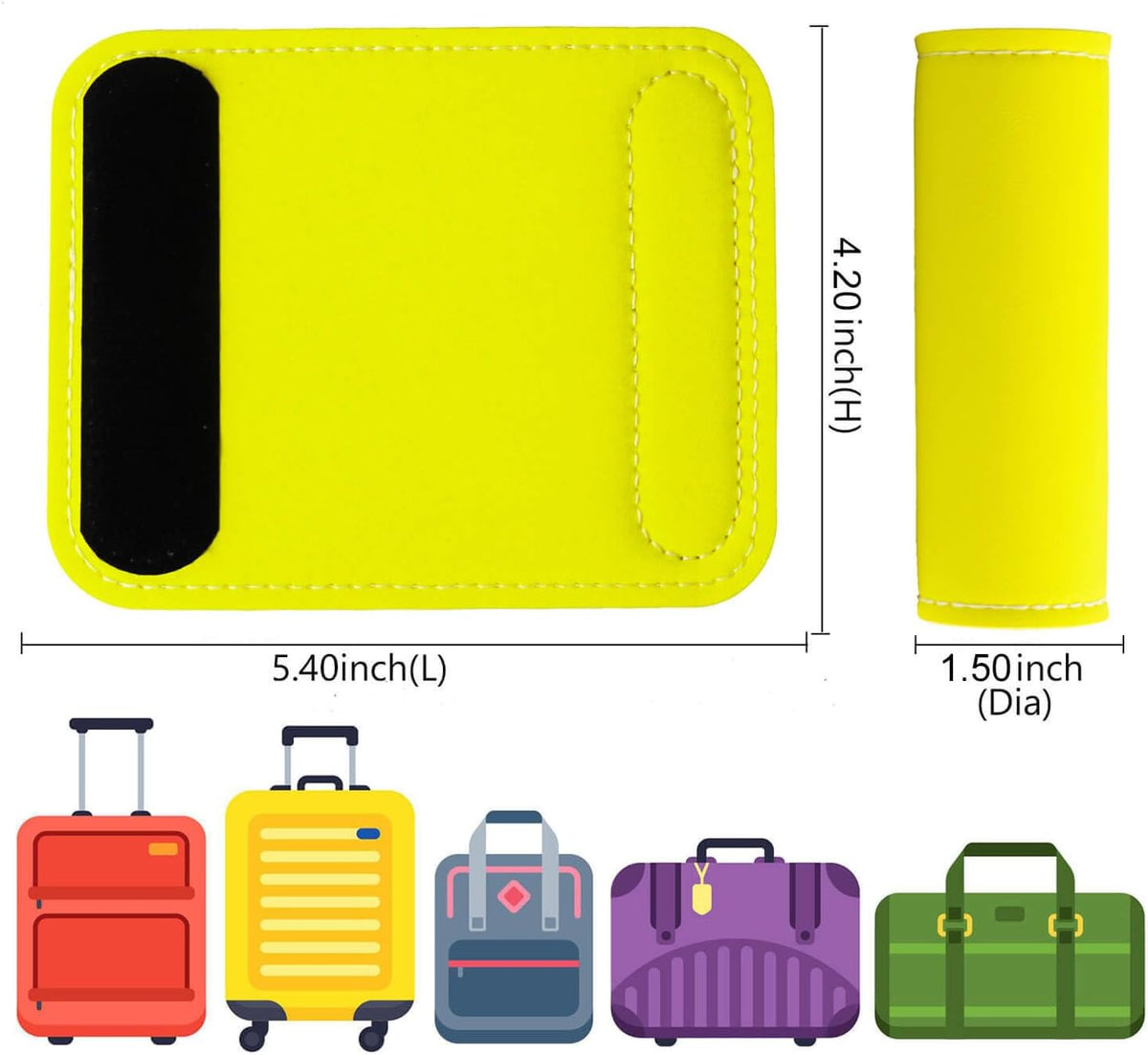 Luggage Handle Wrap-5 Pack Luggage Handle Wraps for Suitcase/Carry on/Bag/Car Neon Luggage Identfiers Travel Accessories for Luggage (Light Green)