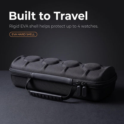 3 slots watch case for travel and storage, hard Watch Roll Organizer holder for Men and Women with microfiber lining