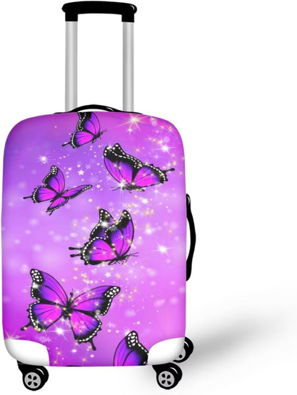 Purple Butterflies Luggage Cover for Women Girls,Cute Travel Suitcase Protector Washable Anti-scratch Suitcase Covers,Fit 30-32inch - Colors A