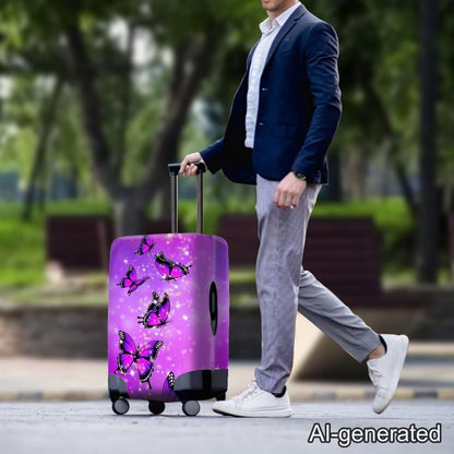 Purple Butterflies Luggage Cover for Women Girls,Cute Travel Suitcase Protector Washable Anti-scratch Suitcase Covers,Fit 30-32inch - Colors A