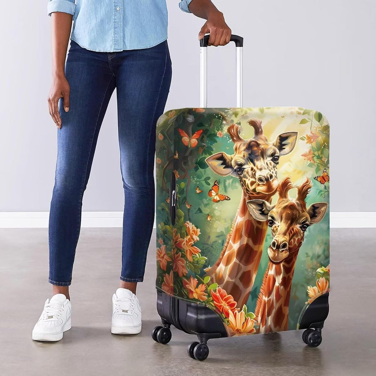 Purple Butterflies Luggage Cover for Women Girls,Cute Travel Suitcase Protector Washable Anti-scratch Suitcase Covers,Fit 30-32inch - Colors A