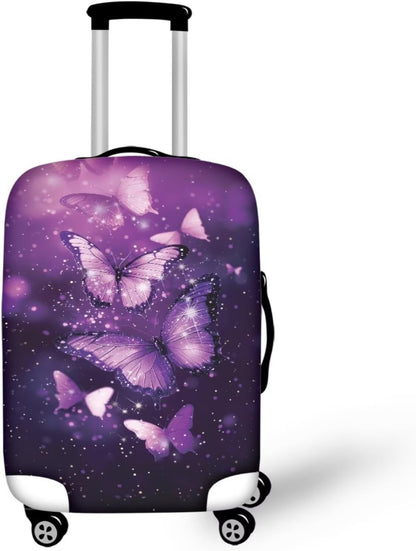 Purple Butterflies Luggage Cover for Women Girls,Cute Travel Suitcase Protector Washable Anti-scratch Suitcase Covers,Fit 30-32inch - Colors A