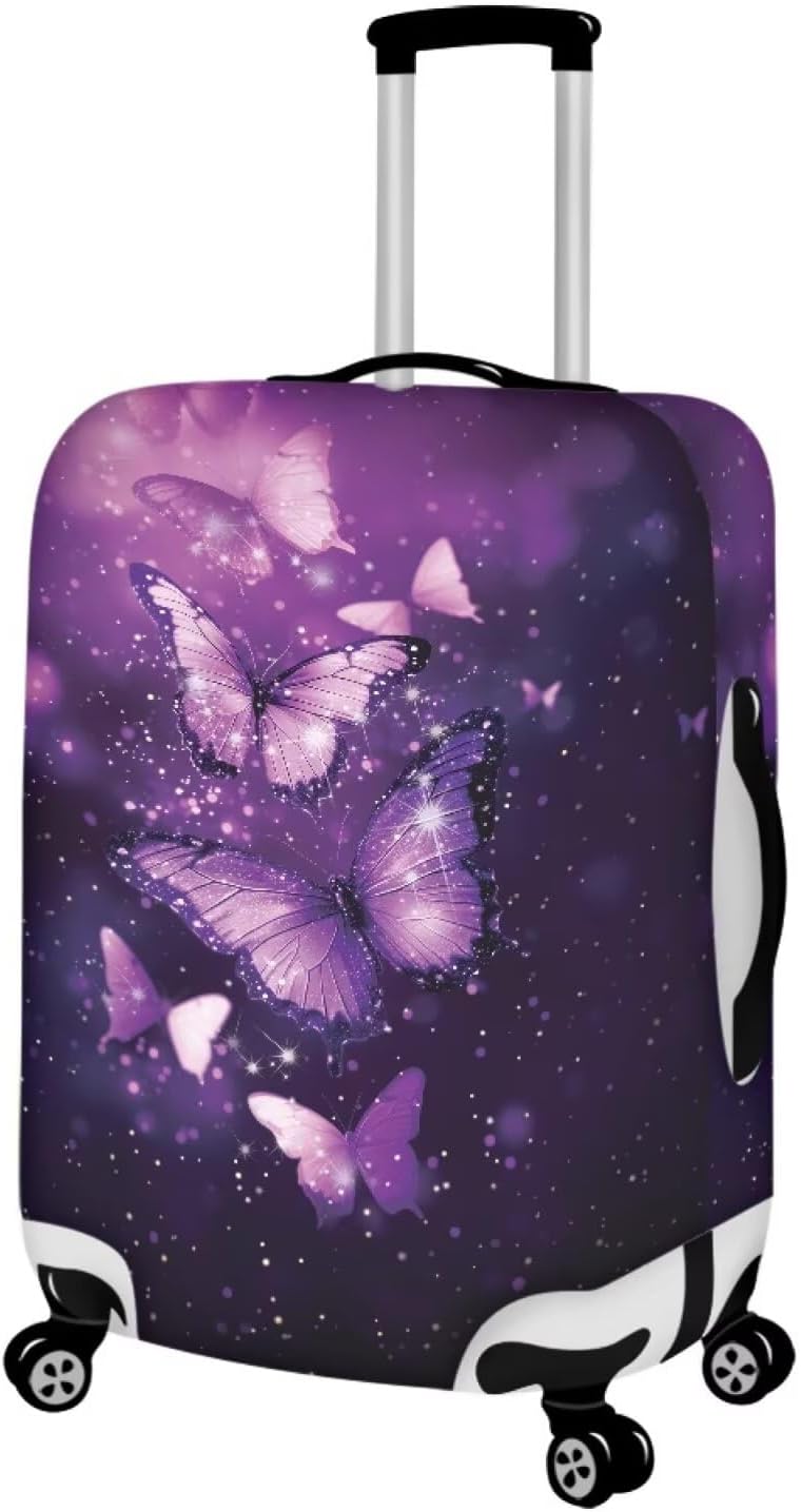 Purple Butterflies Luggage Cover for Women Girls,Cute Travel Suitcase Protector Washable Anti-scratch Suitcase Covers,Fit 30-32inch - Colors A