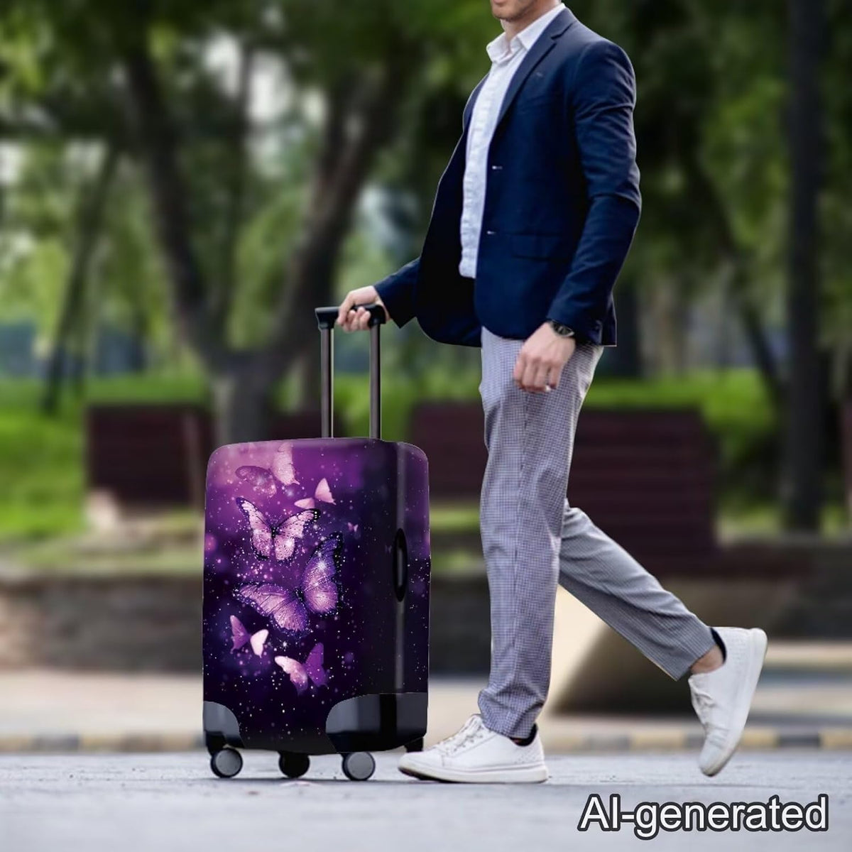 Purple Butterflies Luggage Cover for Women Girls,Cute Travel Suitcase Protector Washable Anti-scratch Suitcase Covers,Fit 30-32inch - Colors A