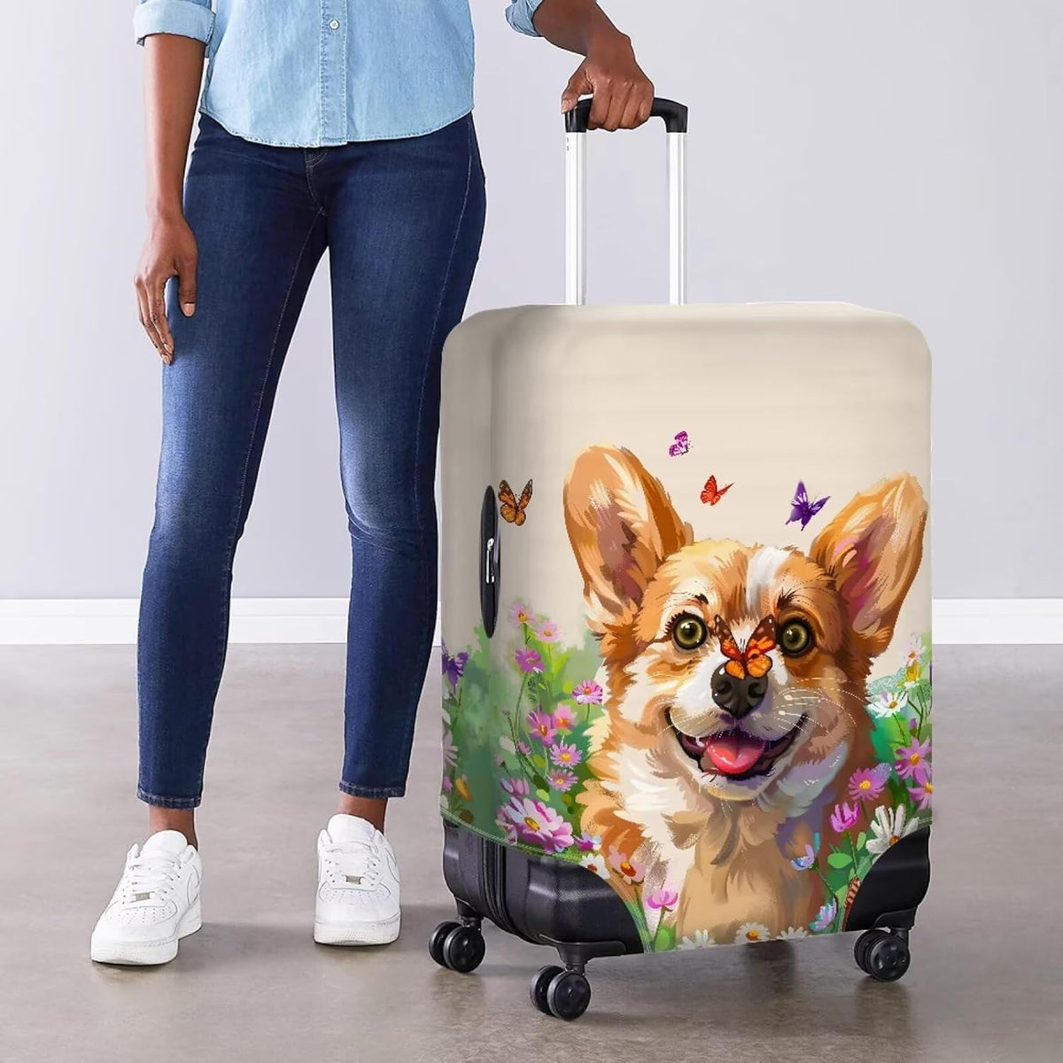 Purple Butterflies Luggage Cover for Women Girls,Cute Travel Suitcase Protector Washable Anti-scratch Suitcase Covers,Fit 30-32inch - Colors A