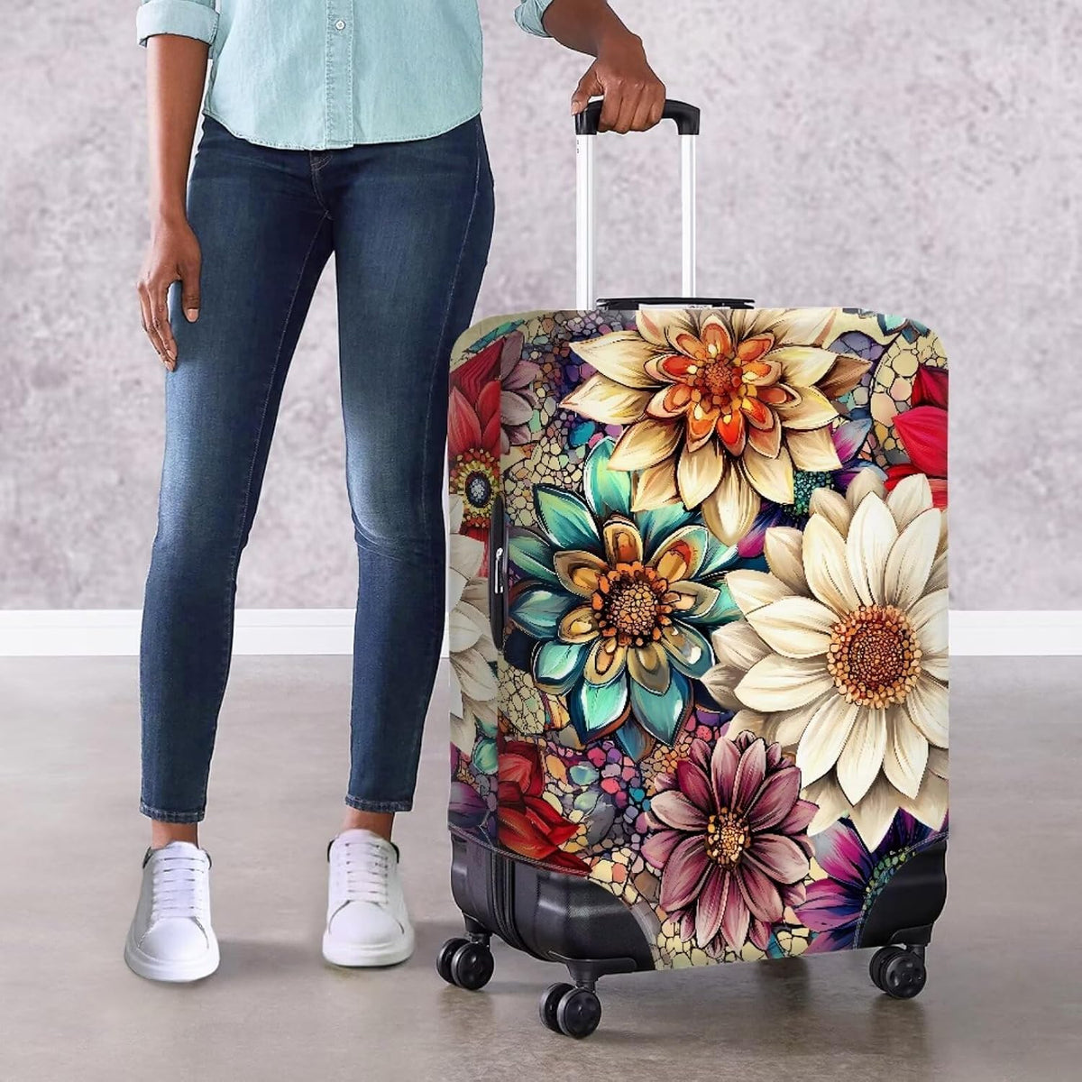 Purple Butterflies Luggage Cover for Women Girls,Cute Travel Suitcase Protector Washable Anti-scratch Suitcase Covers,Fit 30-32inch - Colors A