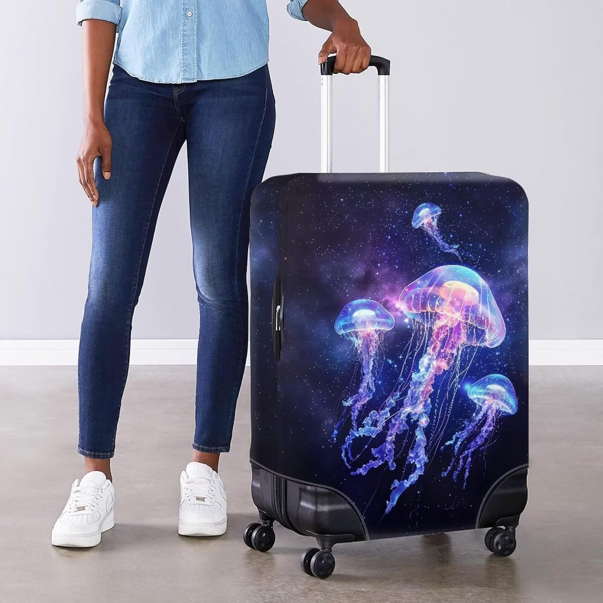 Purple Butterflies Luggage Cover for Women Girls,Cute Travel Suitcase Protector Washable Anti-scratch Suitcase Covers,Fit 30-32inch - Colors A