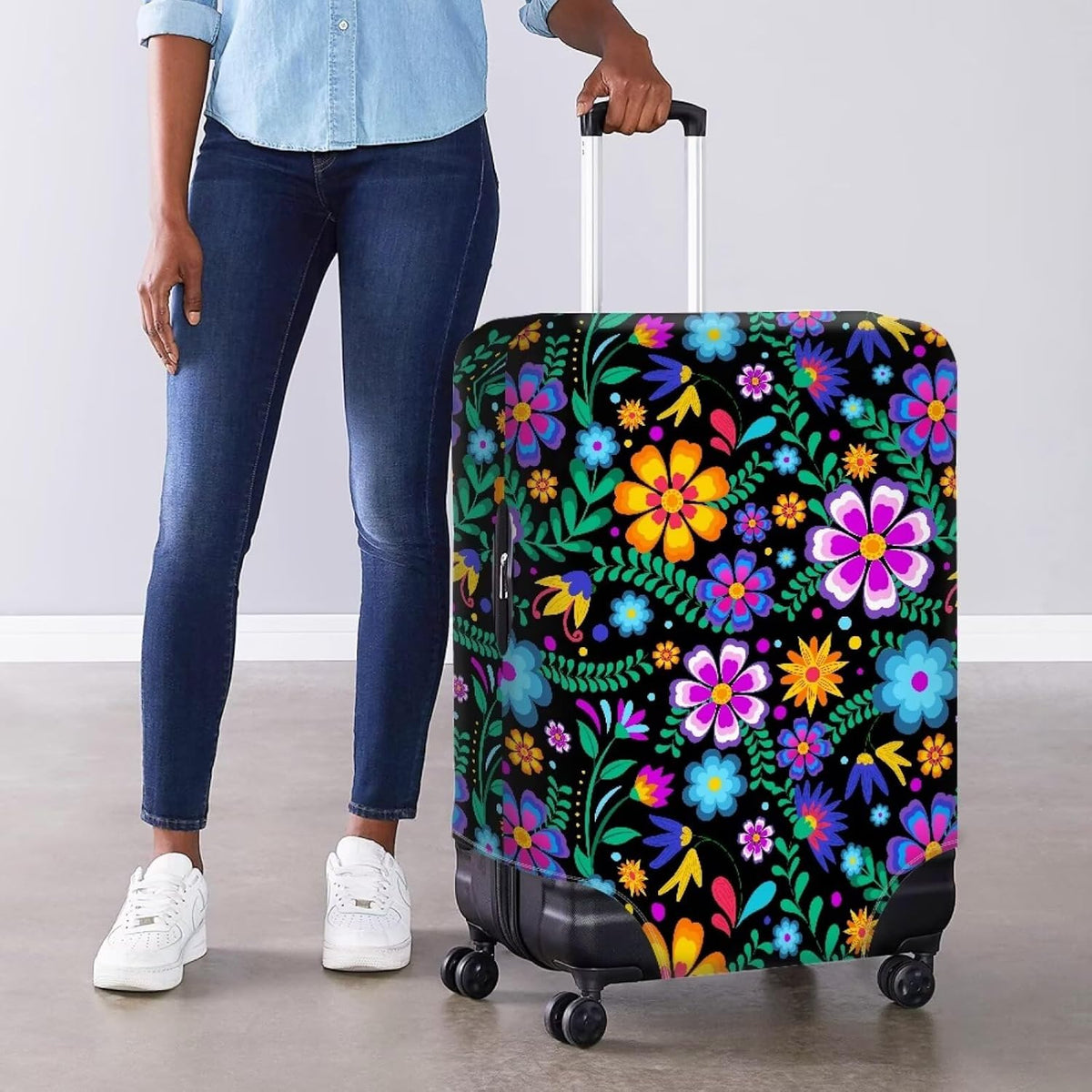 Purple Butterflies Luggage Cover for Women Girls,Cute Travel Suitcase Protector Washable Anti-scratch Suitcase Covers,Fit 30-32inch - Colors A