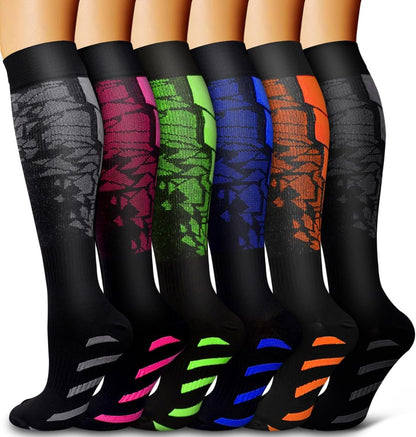 6 Pack Copper Compression Socks for Women and Men Circulation-Best Support for Medical,Running,Nursing,Athletic - Colors A