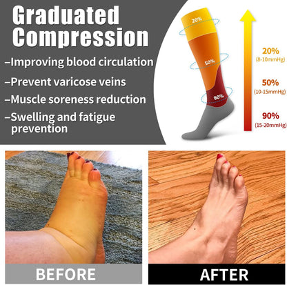 6 Pack Copper Compression Socks for Women and Men Circulation-Best Support for Medical,Running,Nursing,Athletic - Colors A