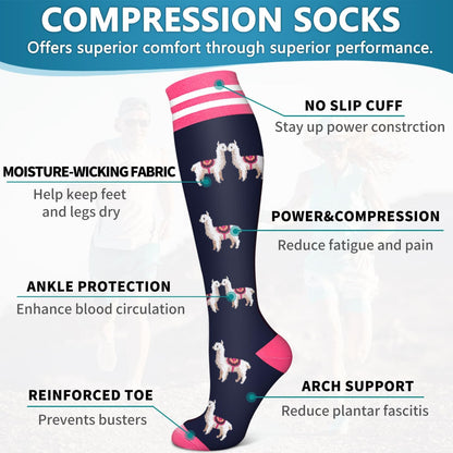 6 Pack Copper Compression Socks for Women and Men Circulation-Best Support for Medical,Running,Nursing,Athletic - Colors A