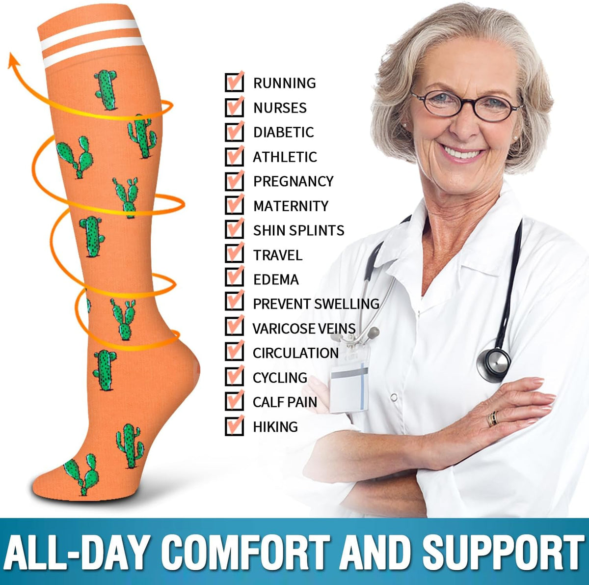 6 Pack Copper Compression Socks for Women and Men Circulation-Best Support for Medical,Running,Nursing,Athletic - Colors A