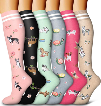 6 Pack Copper Compression Socks for Women and Men Circulation-Best Support for Medical,Running,Nursing,Athletic - Colors A