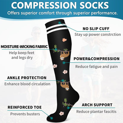 6 Pack Copper Compression Socks for Women and Men Circulation-Best Support for Medical,Running,Nursing,Athletic - Colors A