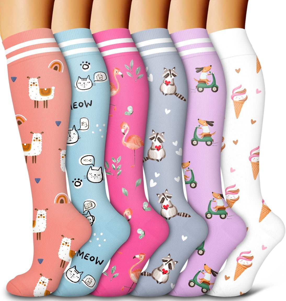6 Pack Copper Compression Socks for Women and Men Circulation-Best Support for Medical,Running,Nursing,Athletic - Colors A