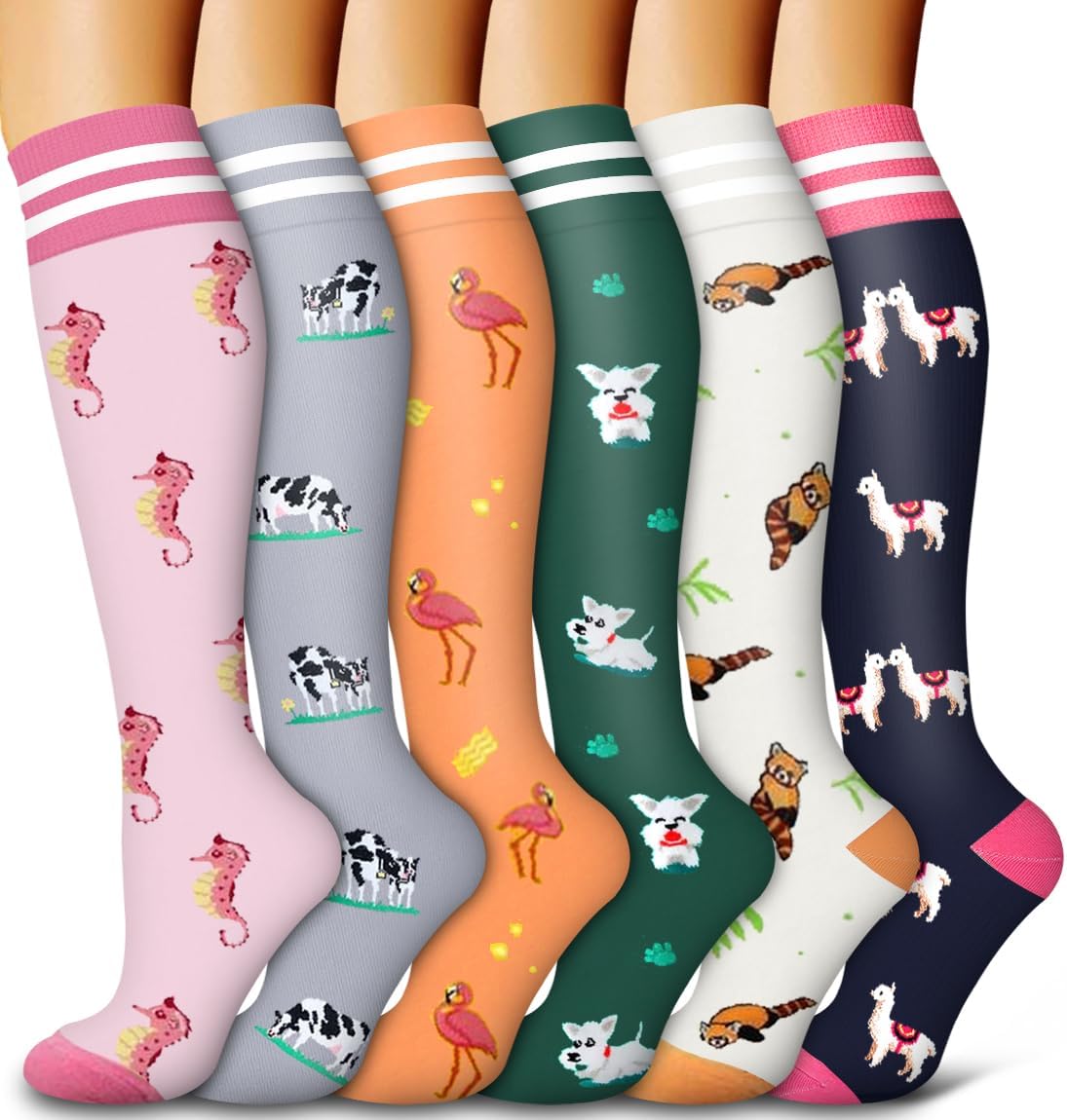 6 Pack Copper Compression Socks for Women and Men Circulation-Best Support for Medical,Running,Nursing,Athletic - Colors A