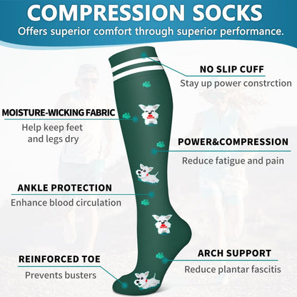 6 Pack Copper Compression Socks for Women and Men Circulation-Best Support for Medical,Running,Nursing,Athletic - Colors A