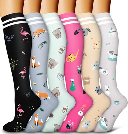 6 Pack Copper Compression Socks for Women and Men Circulation-Best Support for Medical,Running,Nursing,Athletic - Colors A