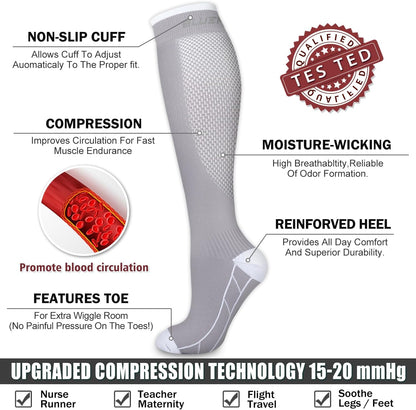 6 Pack Copper Compression Socks for Women and Men Circulation-Best Support for Medical,Running,Nursing,Athletic - Colors A