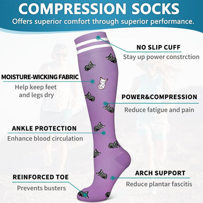 6 Pack Copper Compression Socks for Women and Men Circulation-Best Support for Medical,Running,Nursing,Athletic - Colors A