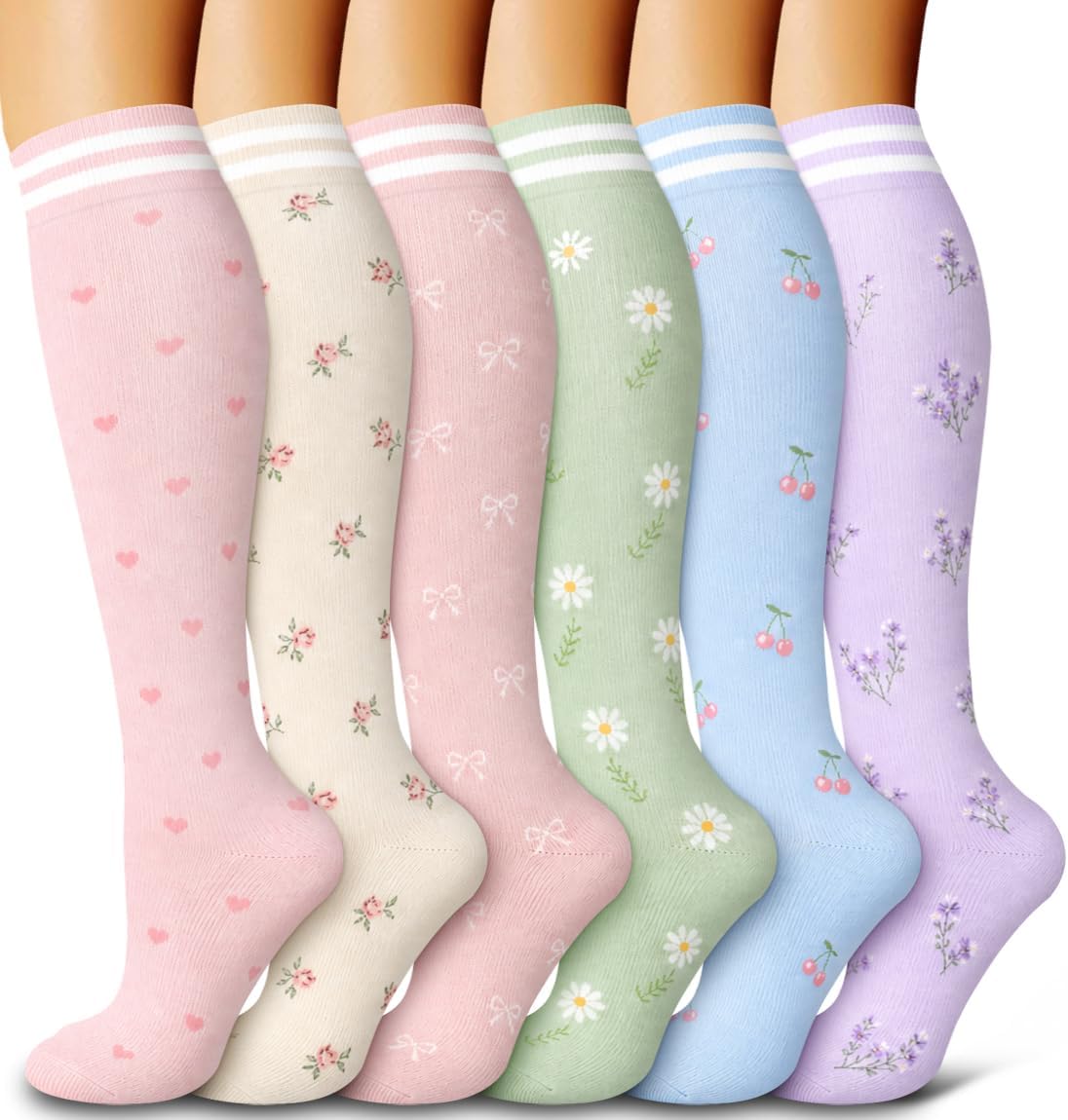 6 Pack Copper Compression Socks for Women and Men Circulation-Best Support for Medical,Running,Nursing,Athletic - Colors A